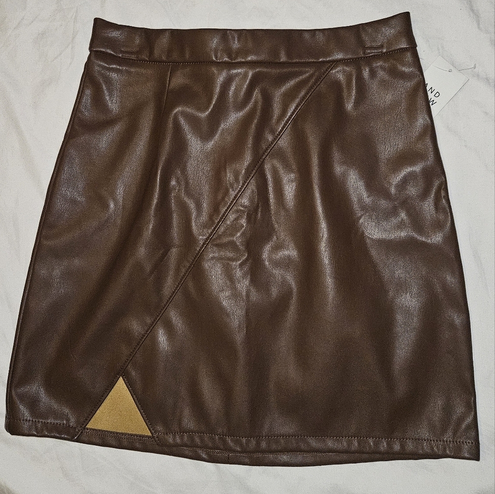 Chocolate brown leather skirt